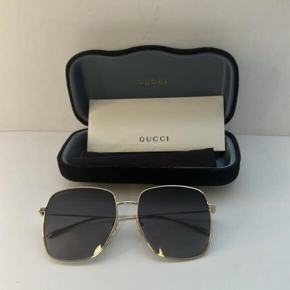 ? - New Authentic GUCCI GG1031S-001 59 Sunglass Woman Metal Gold-Gold-Grey main image 10